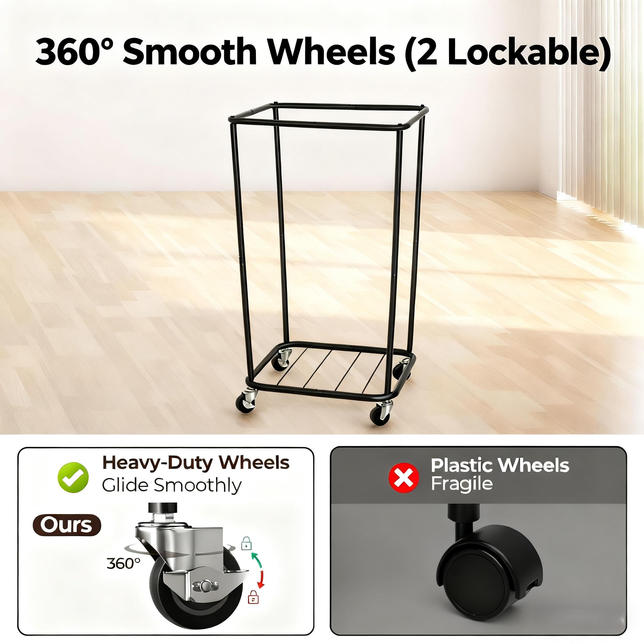 GRANNY SAYS 160L rolling laundry basket wheels enable smooth, quiet transport.