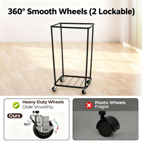 GRANNY SAYS 160L rolling laundry basket wheels enable smooth, quiet transport.