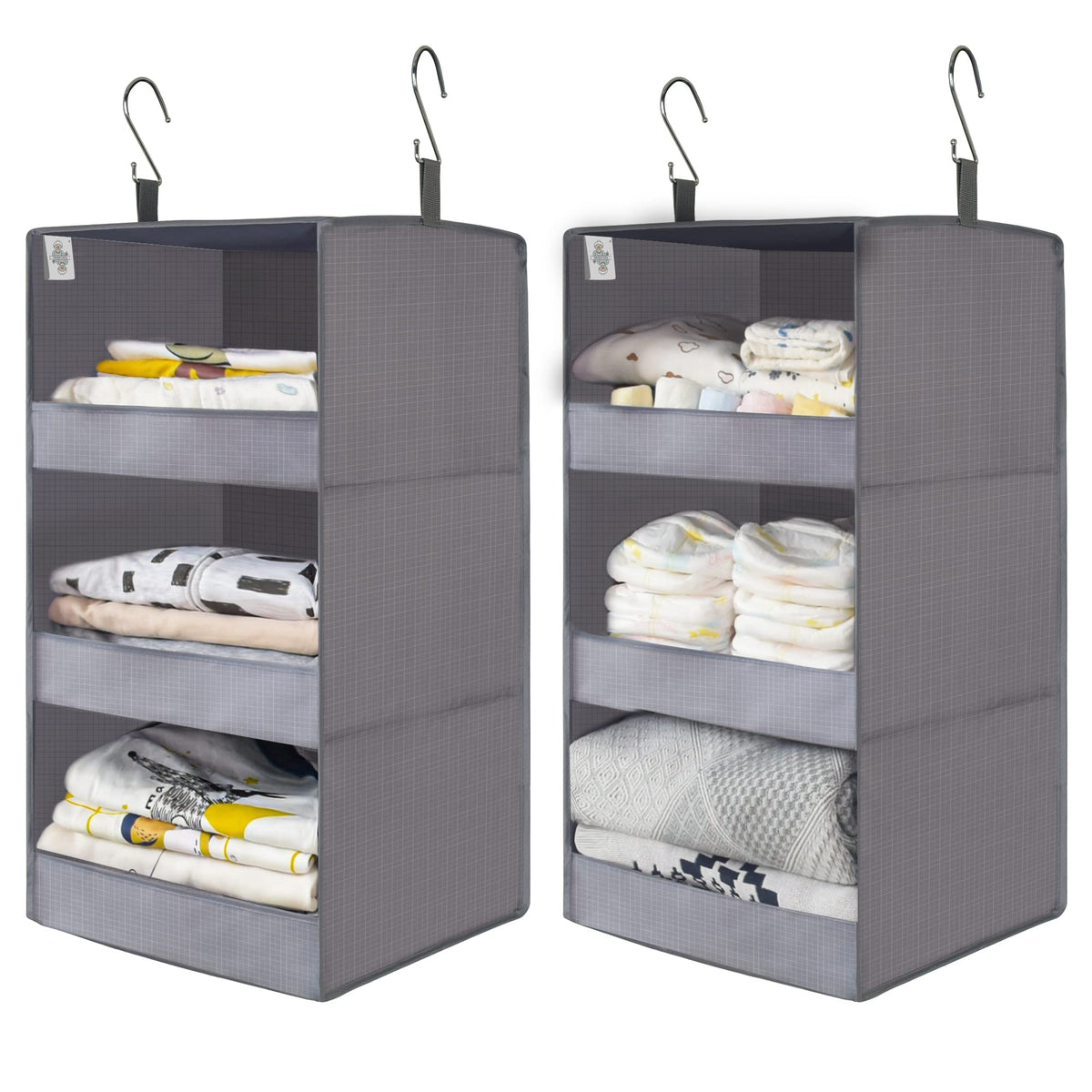 GRANNY SAYS 3-shelf closet organizer foldable for rod storage and space saving