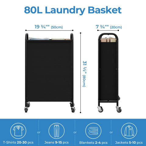 GRANNY SAYS 80L Slim Hamper side profile highlights compact footprint for apartments.
