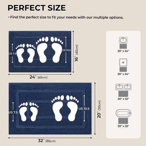 GRANNY SAYS bath rugs 16x24 blue absorbent mat keeps floors dry.