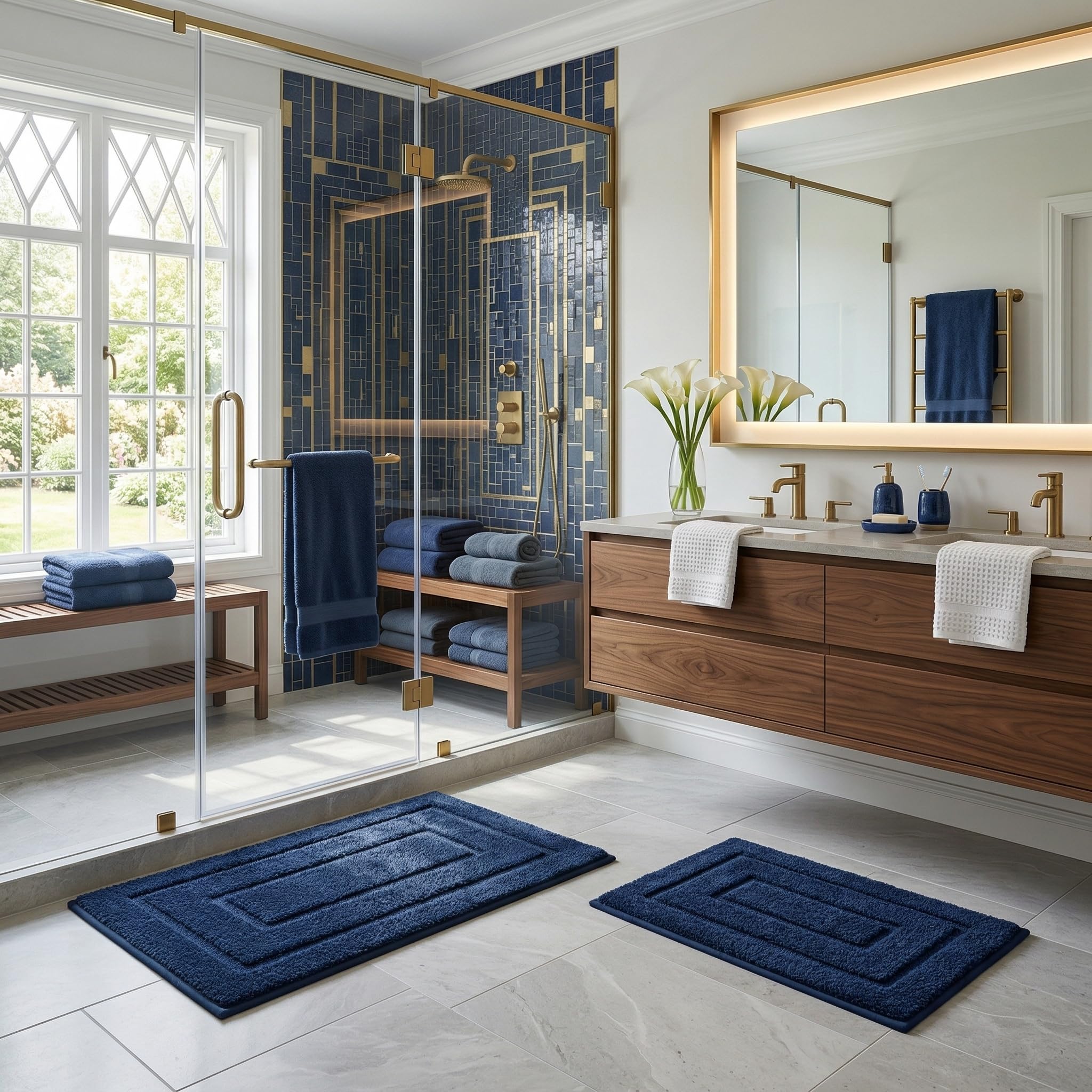 GRANNY SAYS bath rug with non-slip backing improves safety on wet floors.