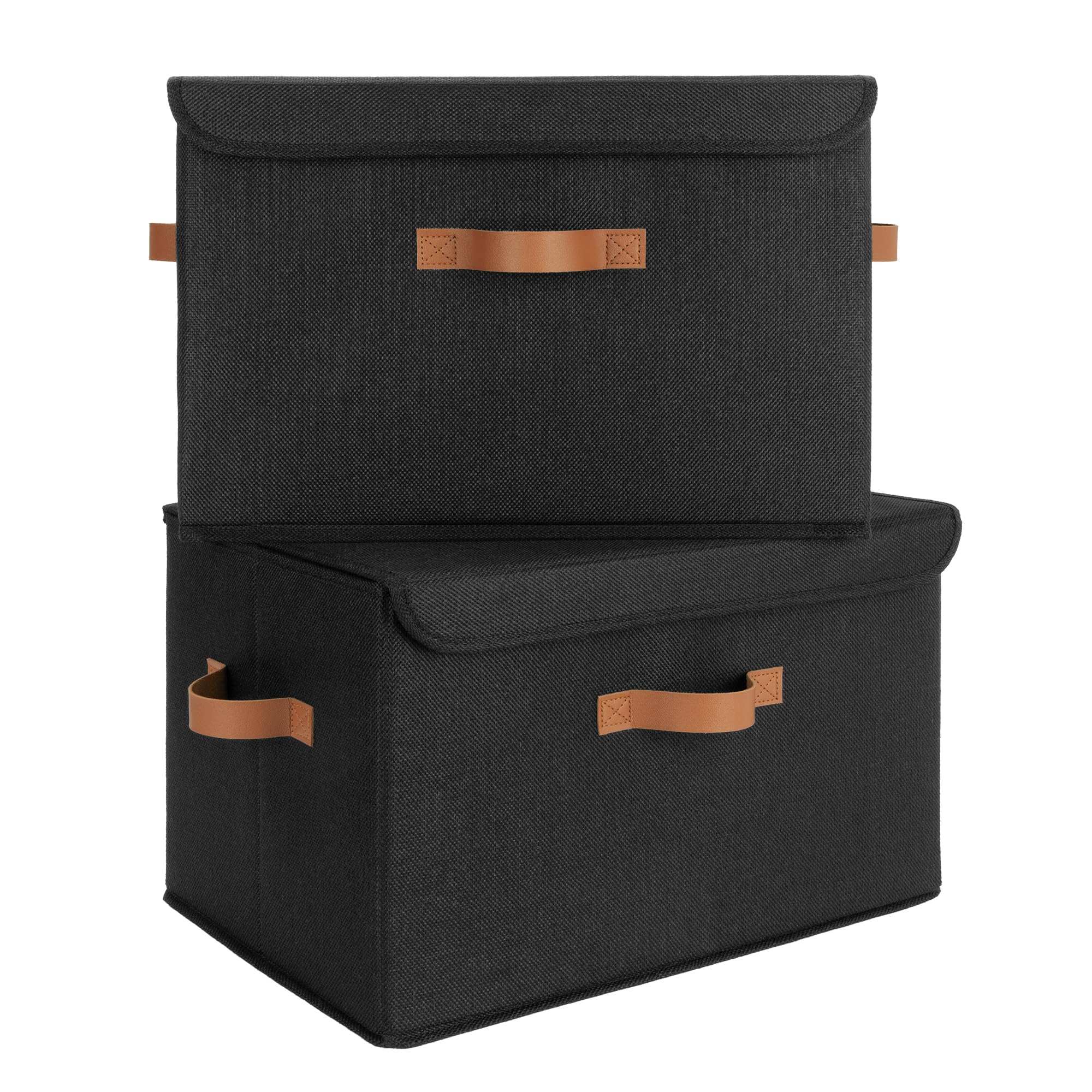 GRANNY SAYS black storage bin with lid keeps clothes organized on shelves