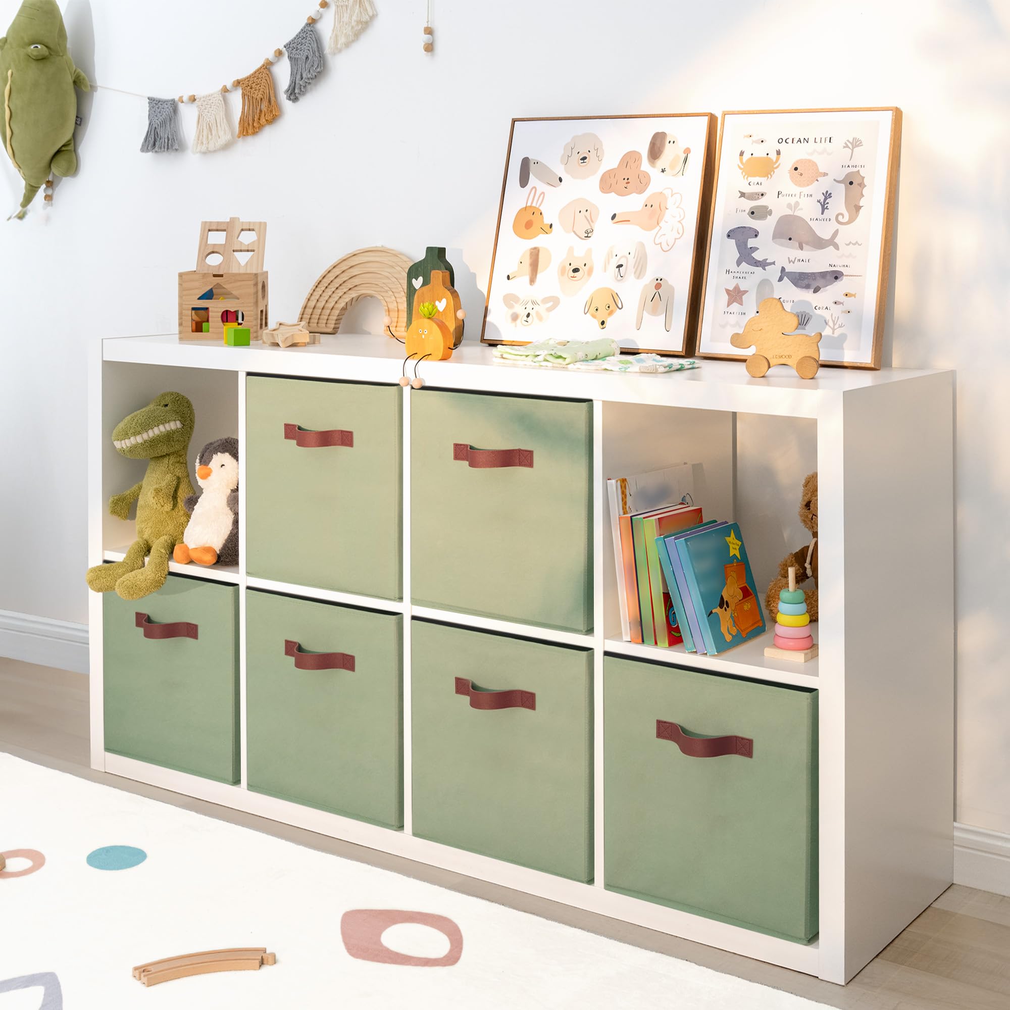GRANNY SAYS fabric storage bins with front reinforced handles make quick toy tidy-ups.
