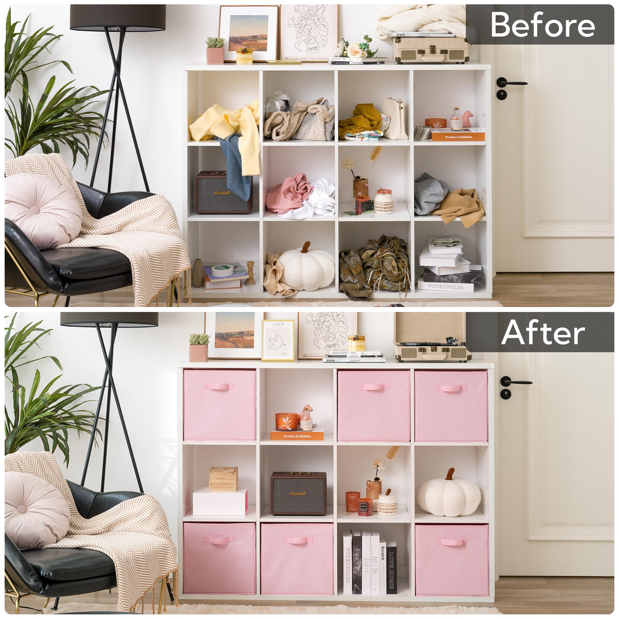 GRANNY SAYS cube storage bin pink flat-fold storage ready to pack