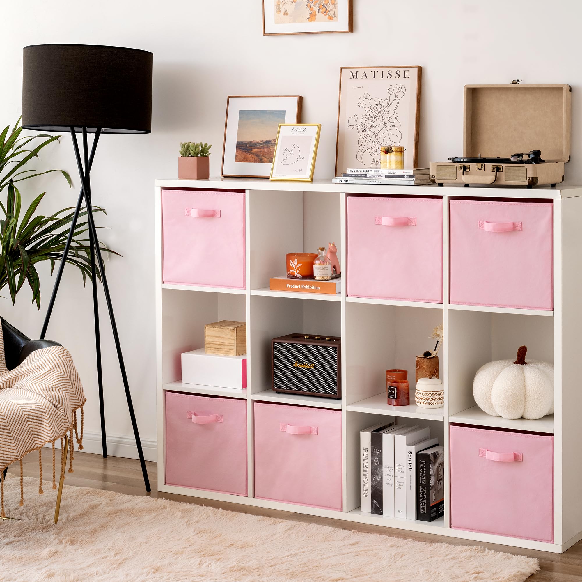 GRANNY SAYS cube storage bin pink foldable compact design saves space