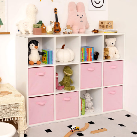 GRANNY SAYS cube storage bin pink side view on shelf for organized closets