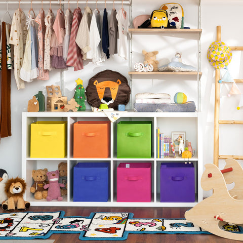 GRANNY SAYS Cube storage bin folded flat for easy cleaning and compact storage.