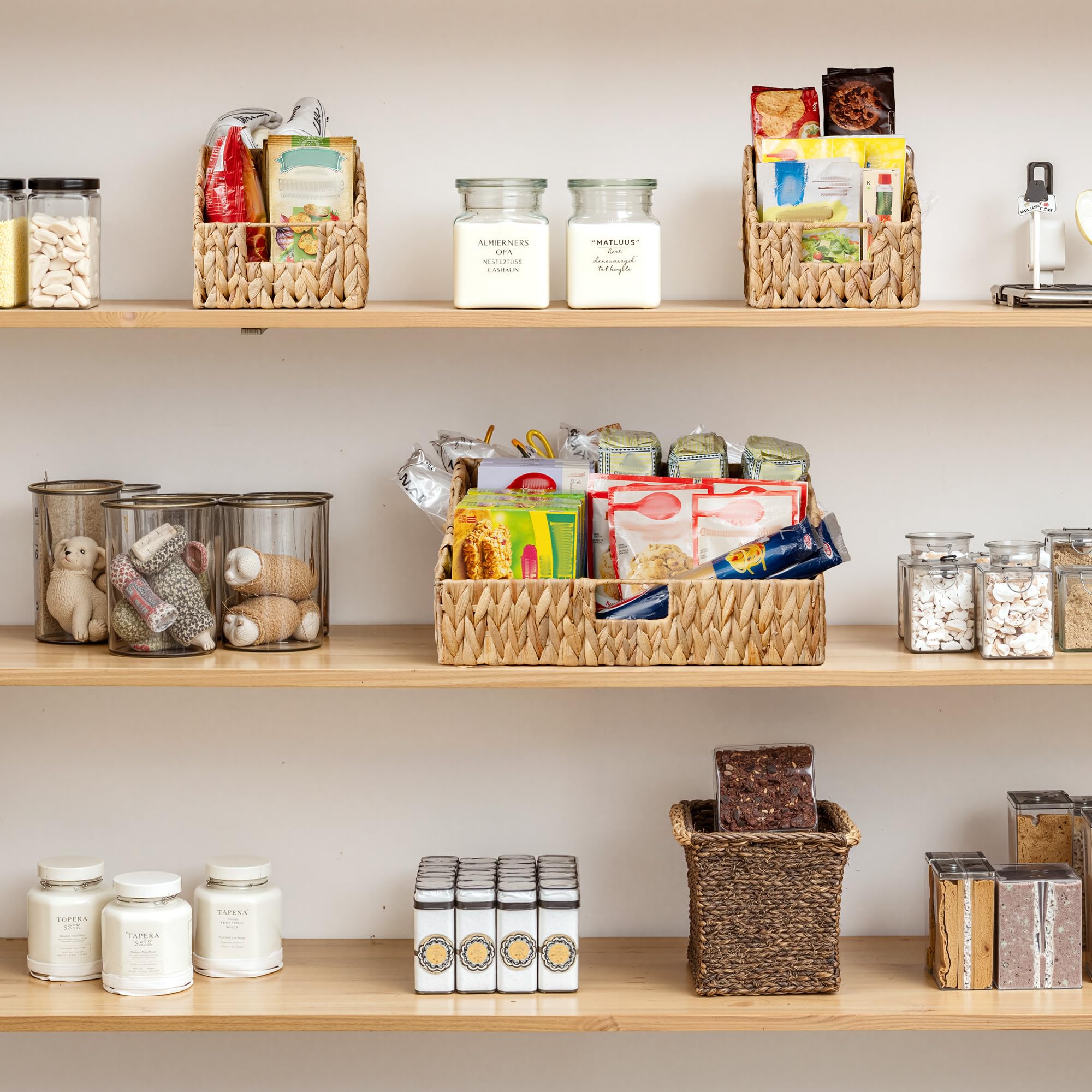 GRANNY SAYS decorative wicker basket adds style while organizing toiletries.