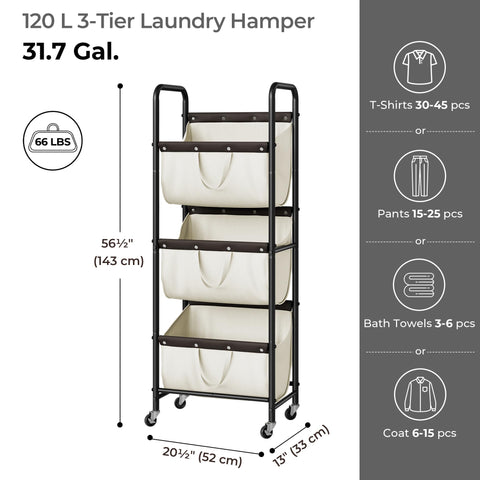 GRANNY SAYS detachable bags for laundry sorter, easy carrying without moving the whole cart