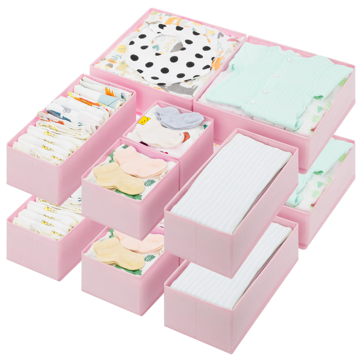 GRANNY SAYS drawer organizer pink bin demonstrates stable base for neat underwear sorting.