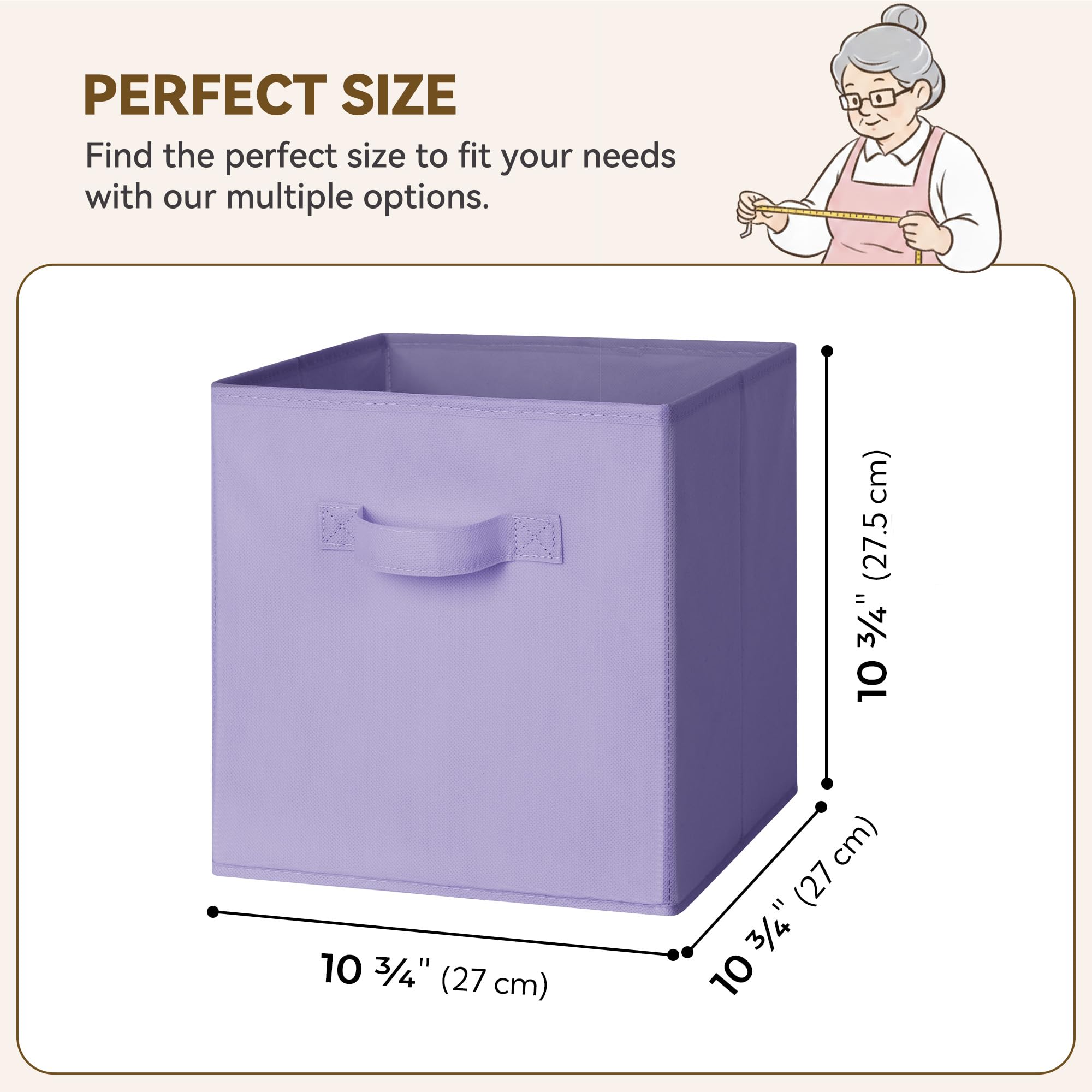 GRANNY SAYS foldable cube bin in purple gradient fits slim spaces when not in use.