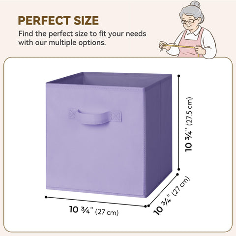 GRANNY SAYS foldable cube bin in purple gradient fits slim spaces when not in use.
