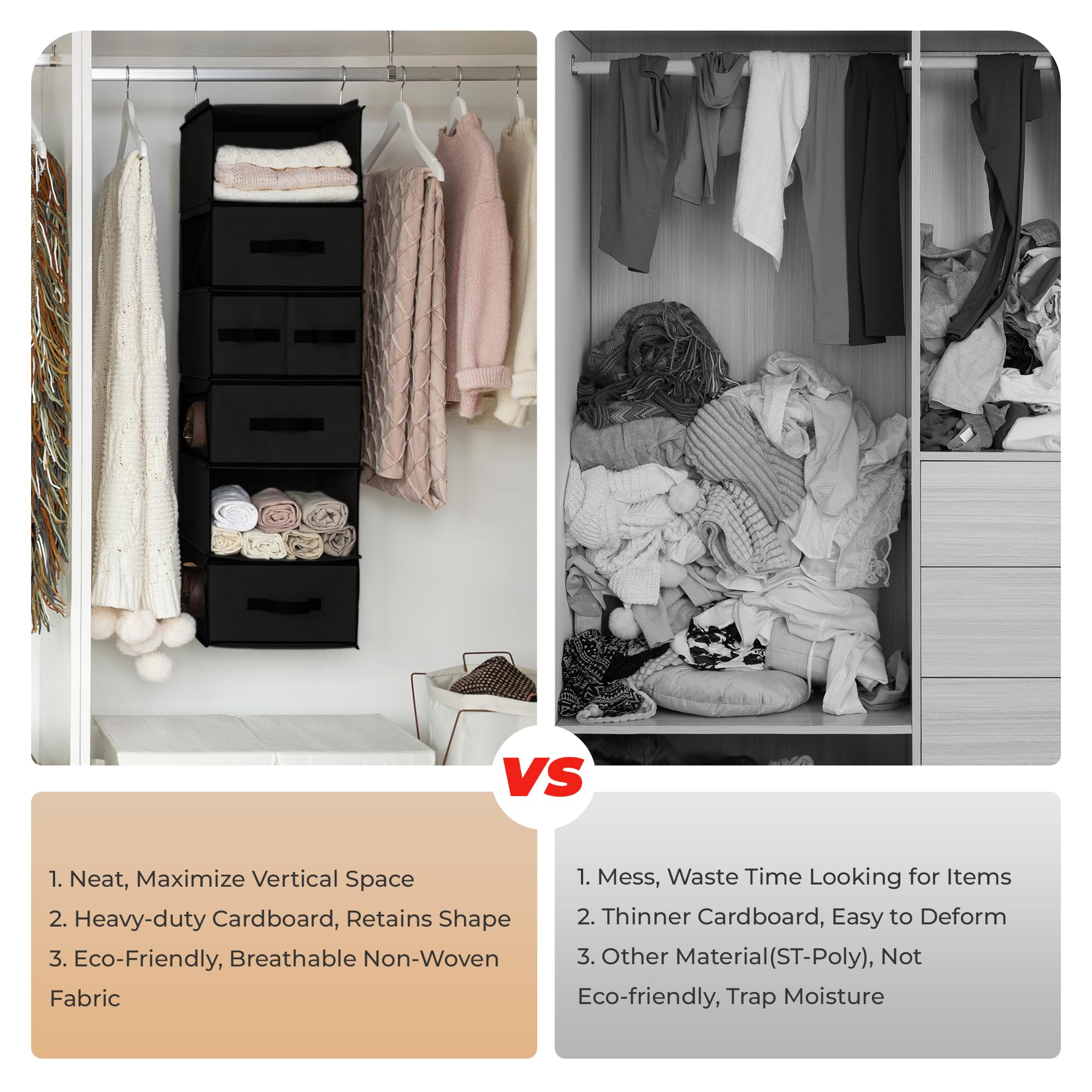 GRANNY SAYS hanging closet organizer fits wardrobes, nurseries, dorms and RVs