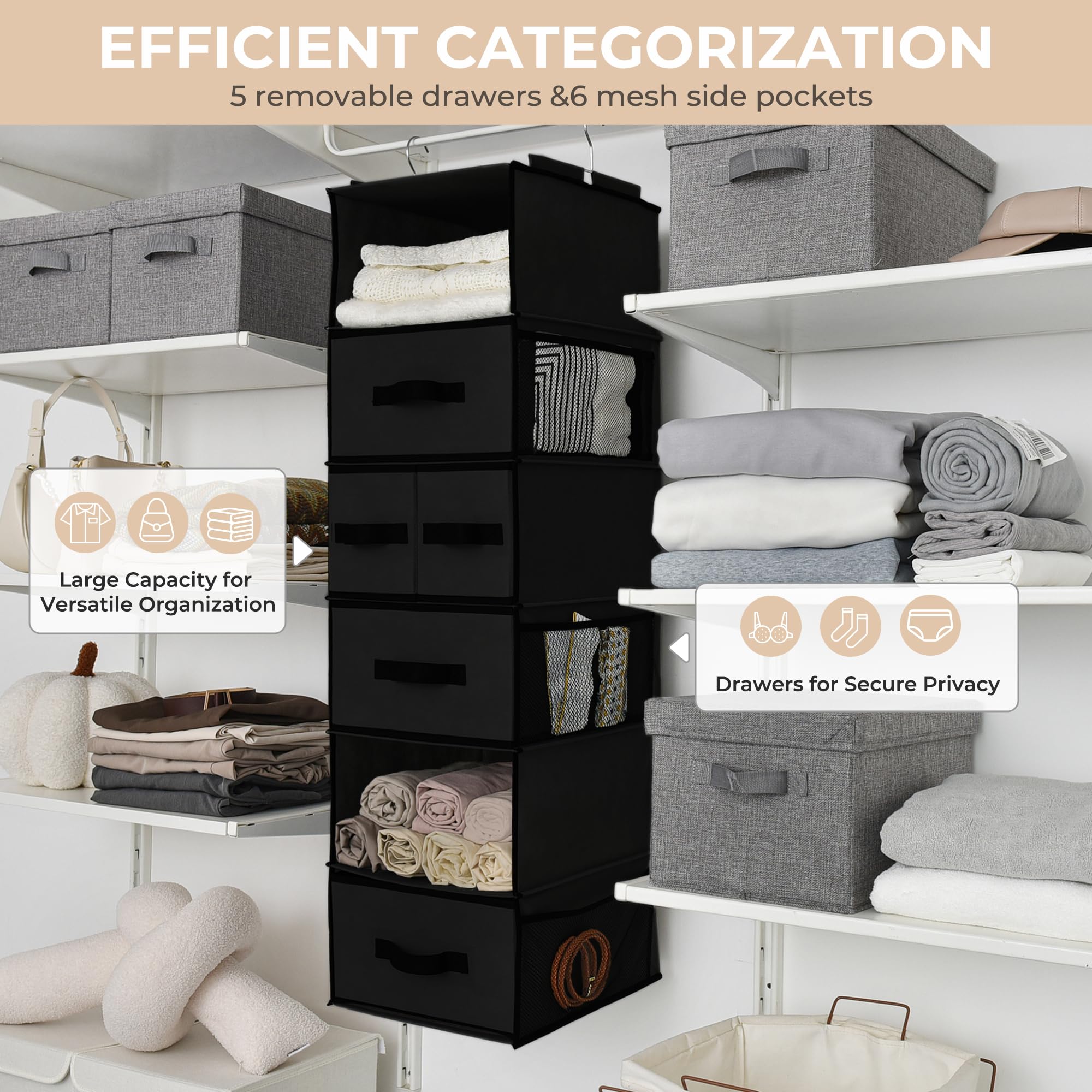 GRANNY SAYS hanging closet organizer open design offers quick access to clothes