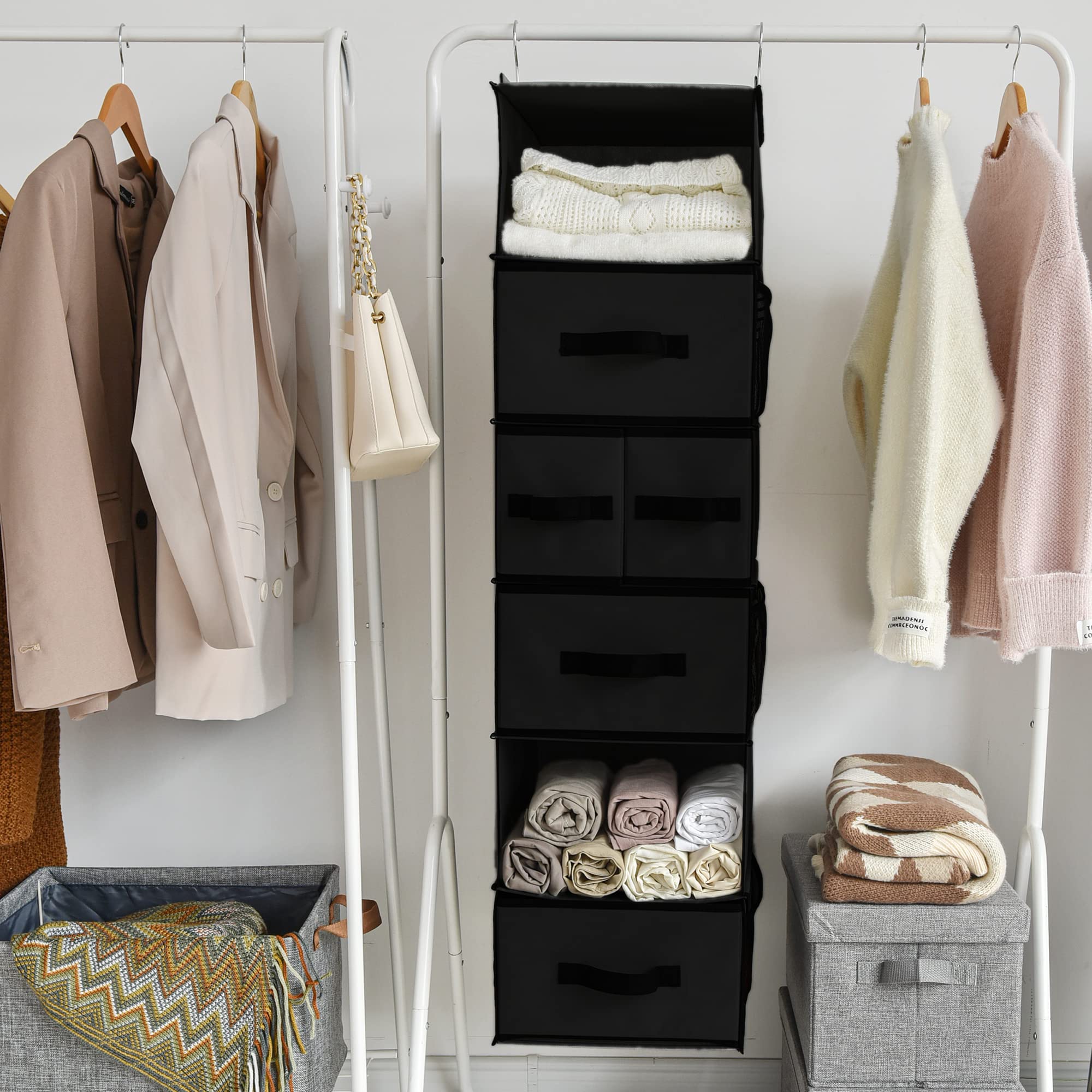 GRANNY SAYS hanging closet organizer stores clothes, underwear, and accessories
