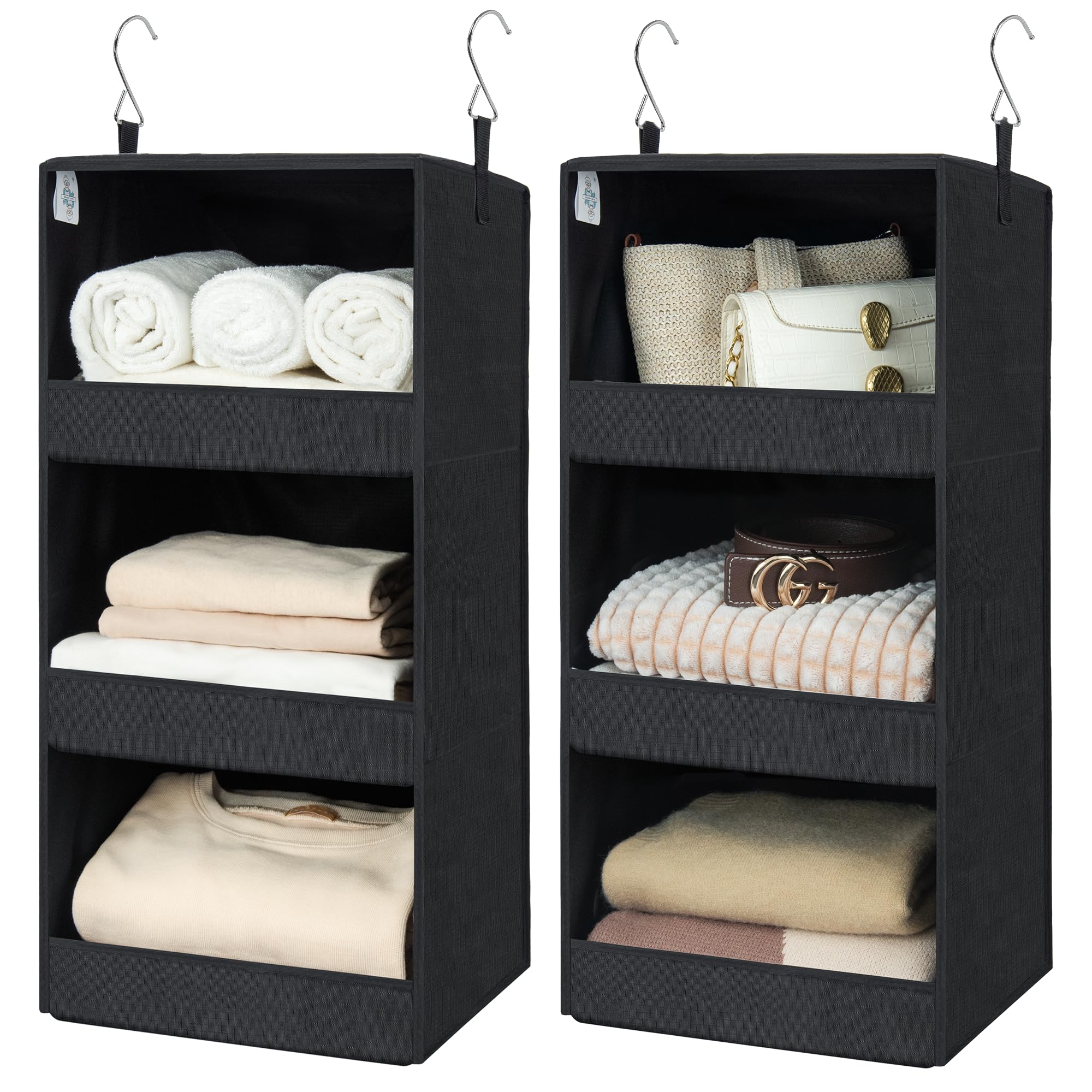 GRANNY SAYS hanging closet shelf three-shelf foldable for organized closets.