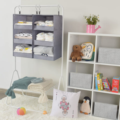 GRANNY SAYS hanging closet shelves with leak-proof front prevent items from falling