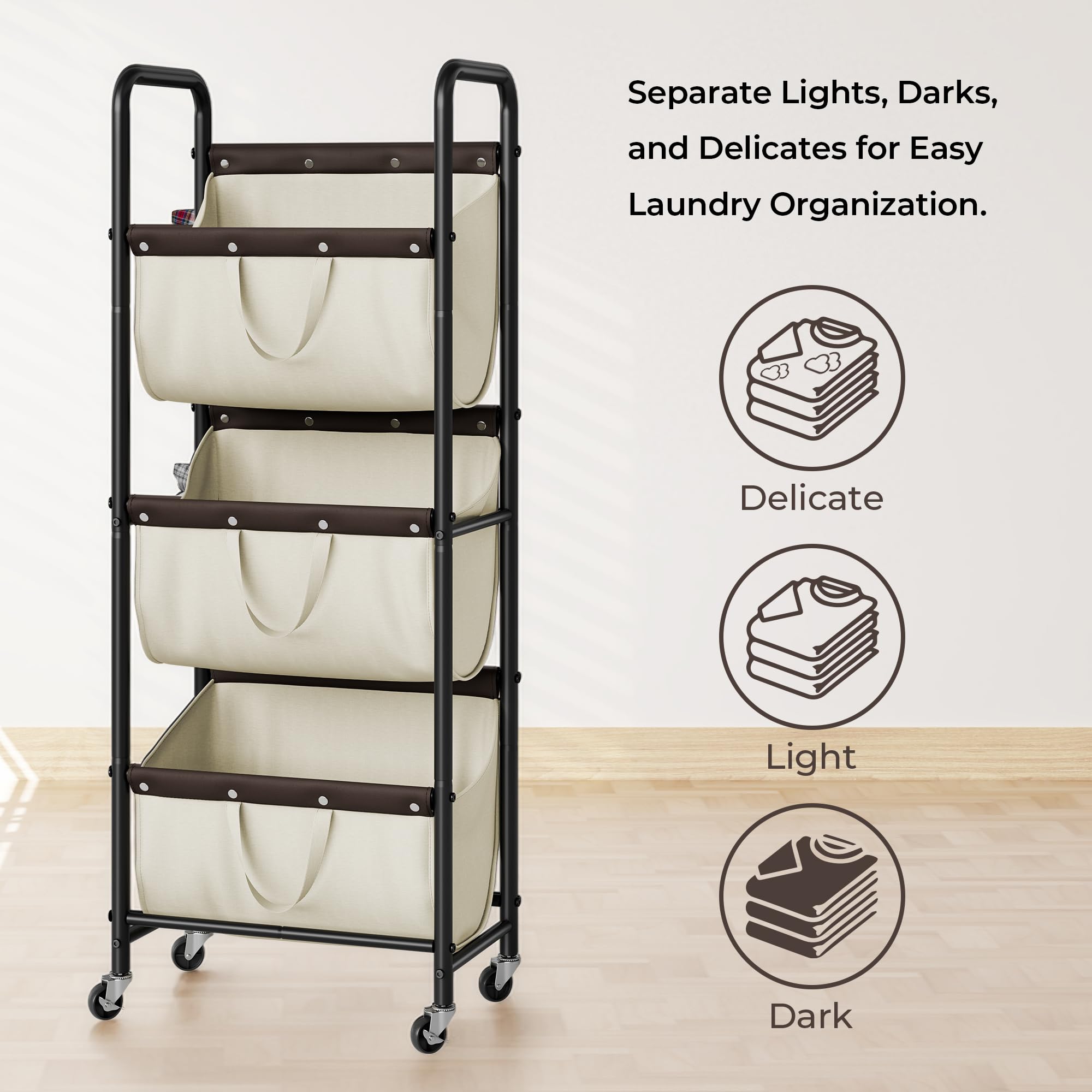 GRANNY SAYS laundry sorter with wheels and locking casters, keeps items secure when parked