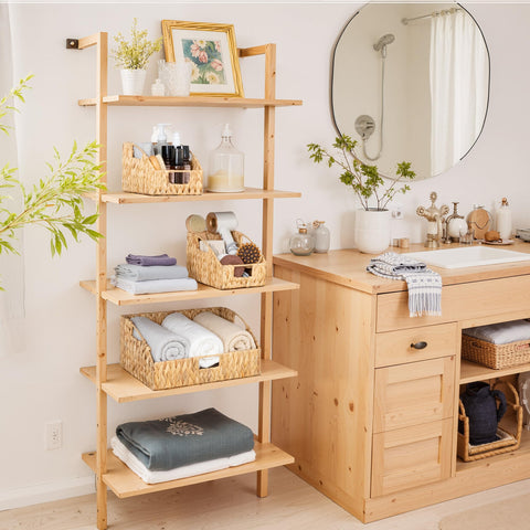 GRANNY SAYS makeup organizer basket keeps essentials neatly contained.