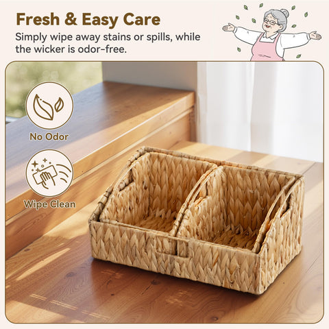 GRANNY SAYS moisture-proof wicker bin suitable for damp rooms like bathrooms.