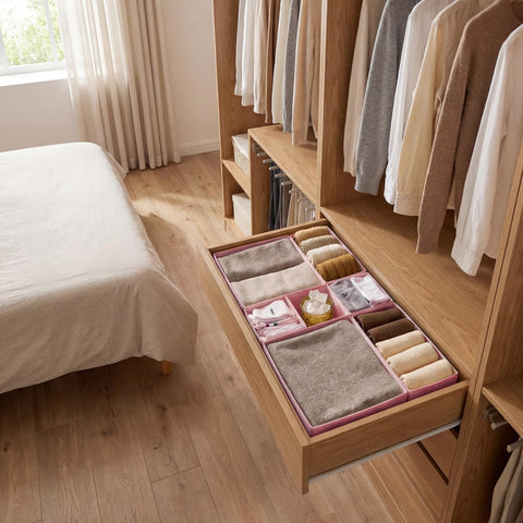 GRANNY SAYS multi-scene storage bin brings order to dresser or nursery.
