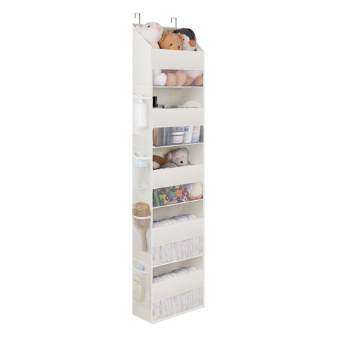 GRANNY SAYS Over the Door Organizer front view showing 5 shelves and clear windows for easy access.