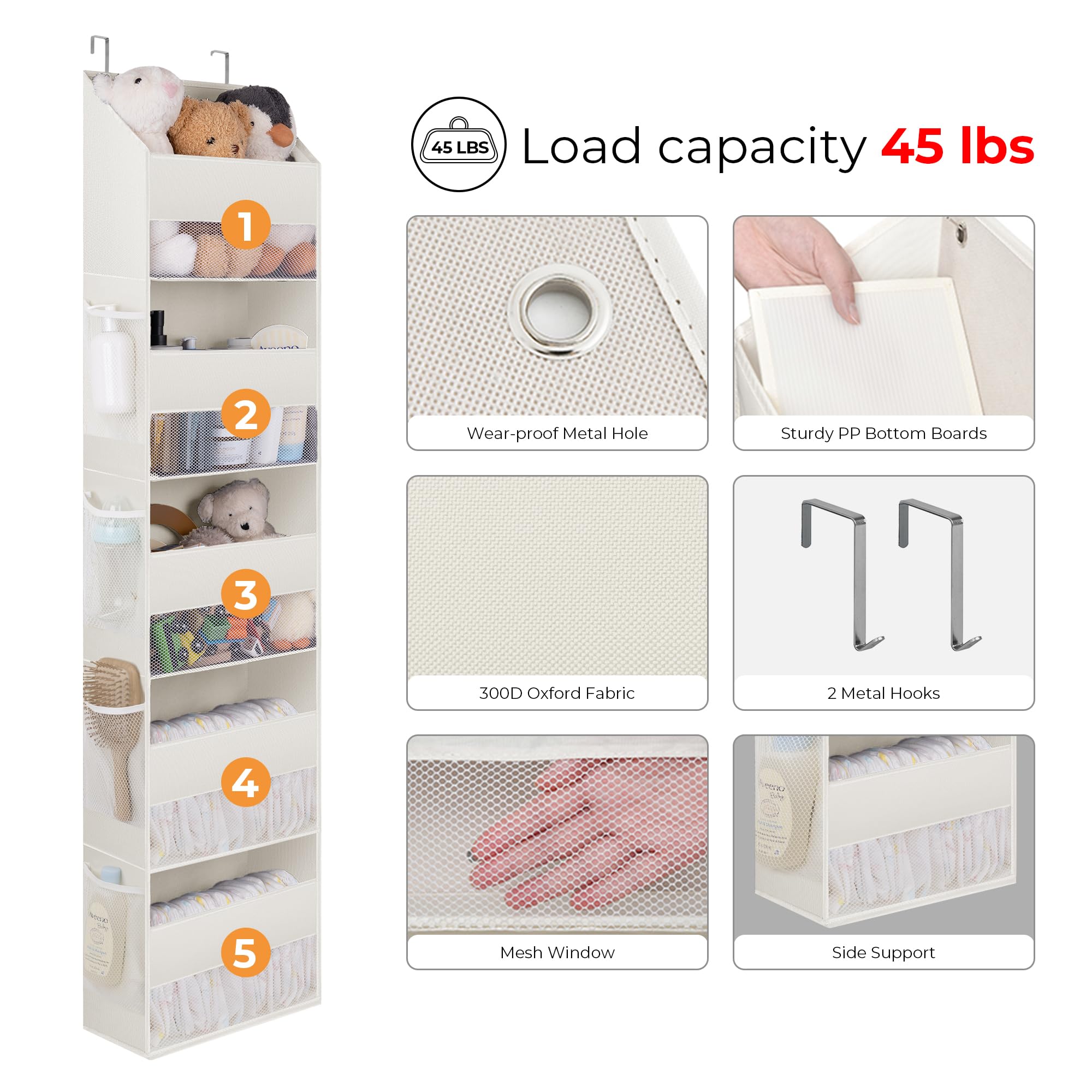 GRANNY SAYS Over the Door Organizer dimensions 13l-6w-57h maximize vertical storage.