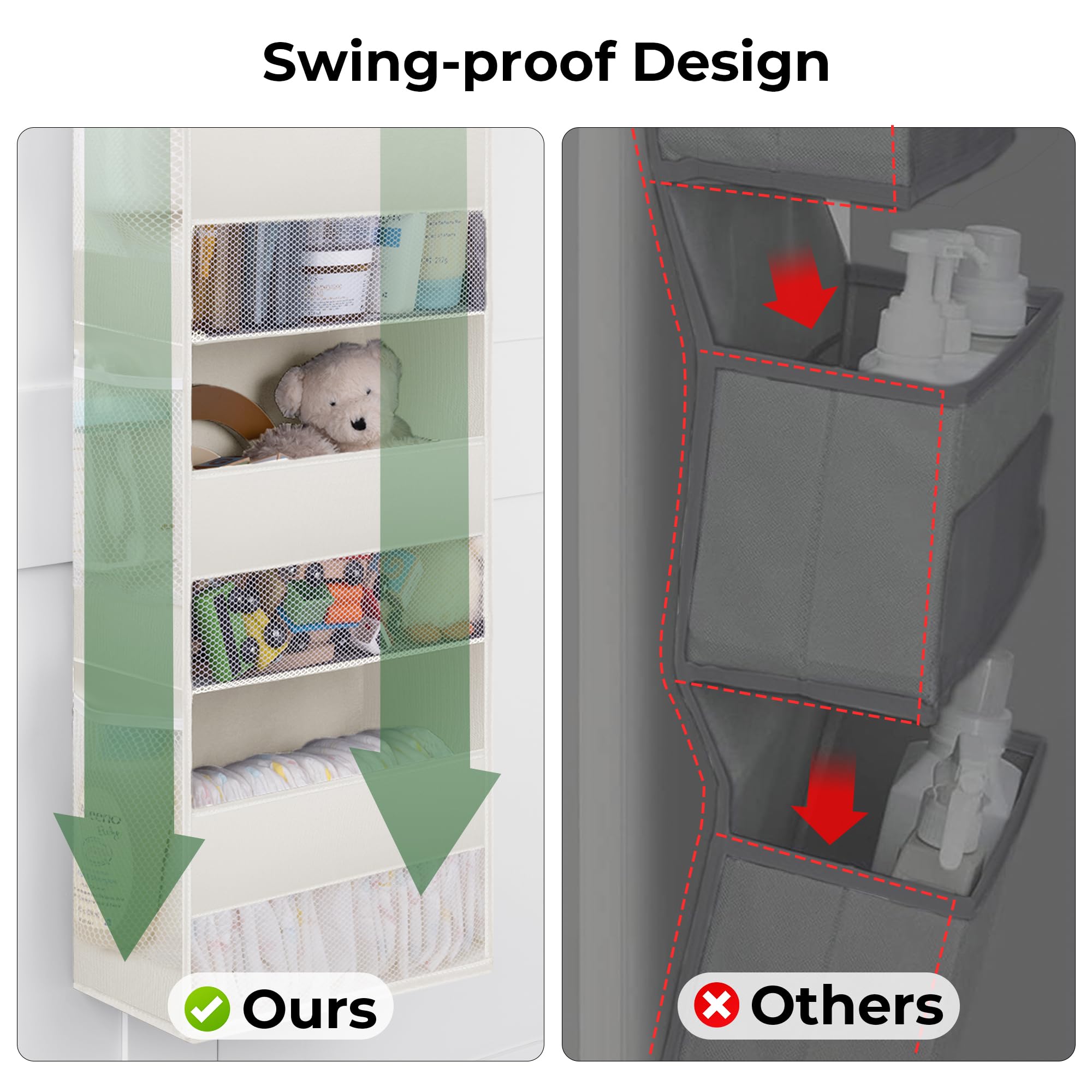 GRANNY SAYS Over the Door Organizer see-through mesh windows for fast item recognition.