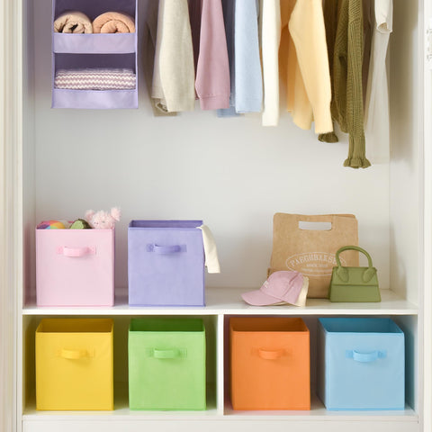 GRANNY SAYS reinforced-base cubes support upright display in shelves.