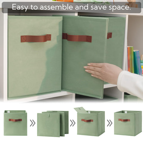 GRANNY SAYS double-duty storage doubles as decorative cubes in living spaces.