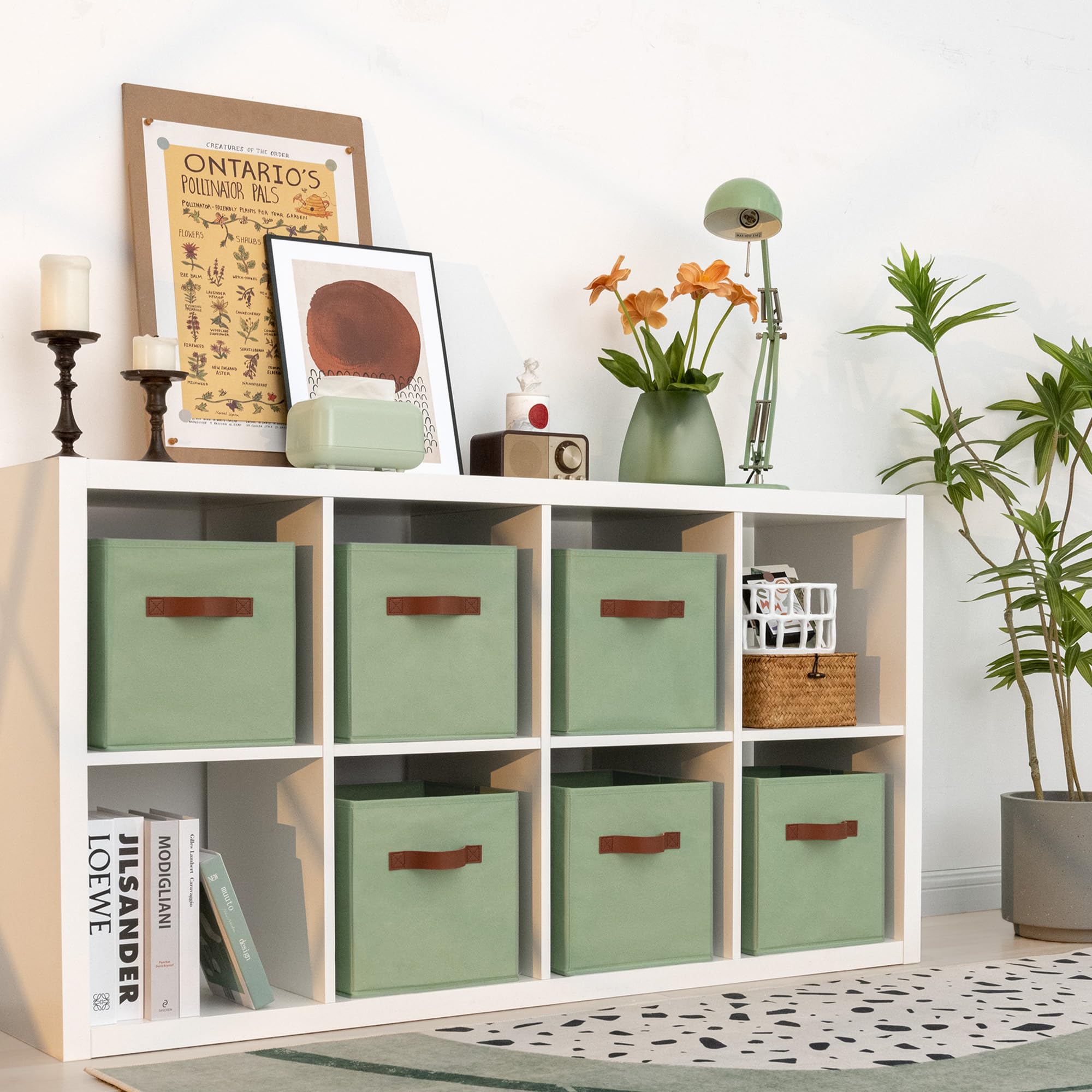 GRANNY SAYS foldable fabric bins fit cube cabinets.