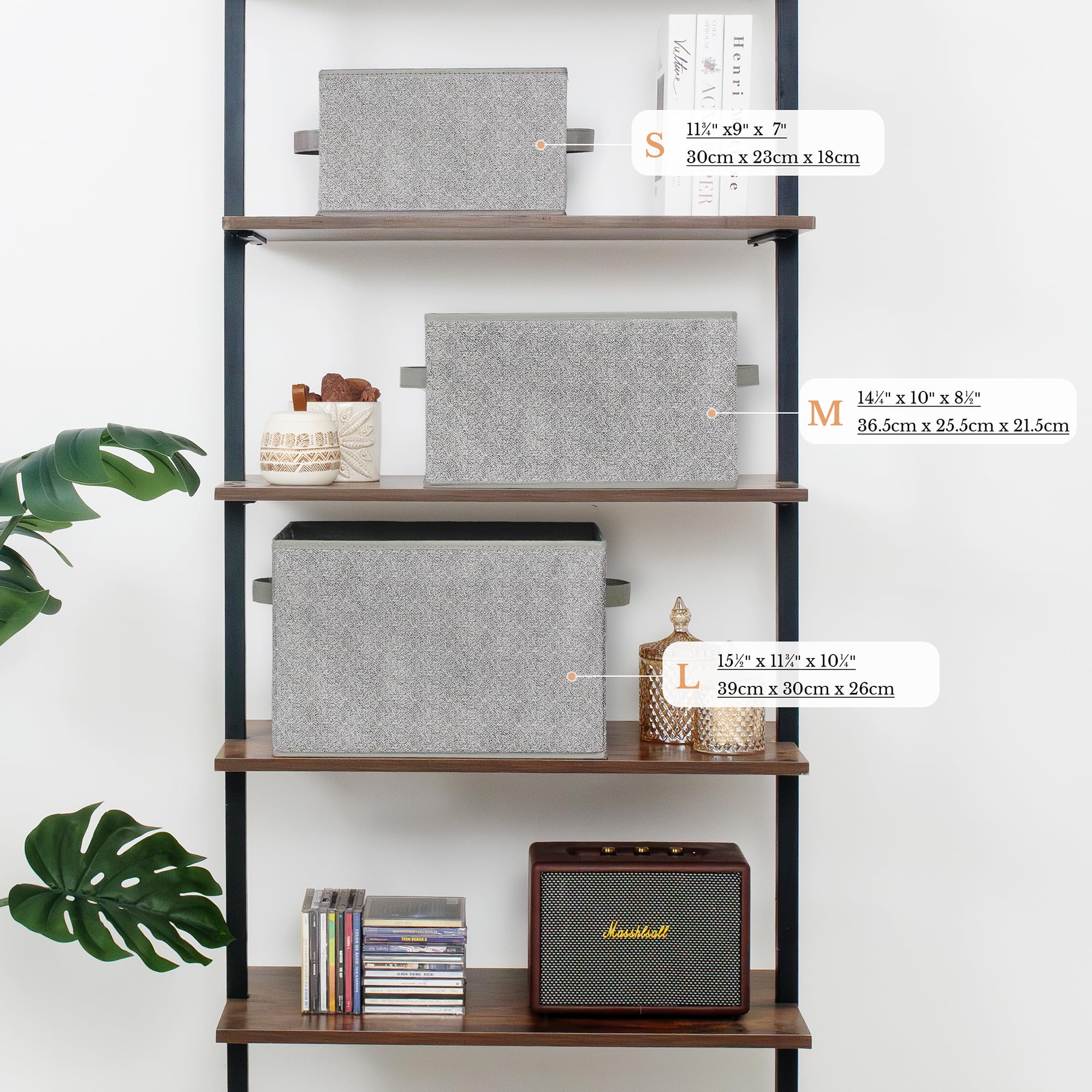 GRANNY SAYS storage baskets with handles stay easy to pull from a shelf.