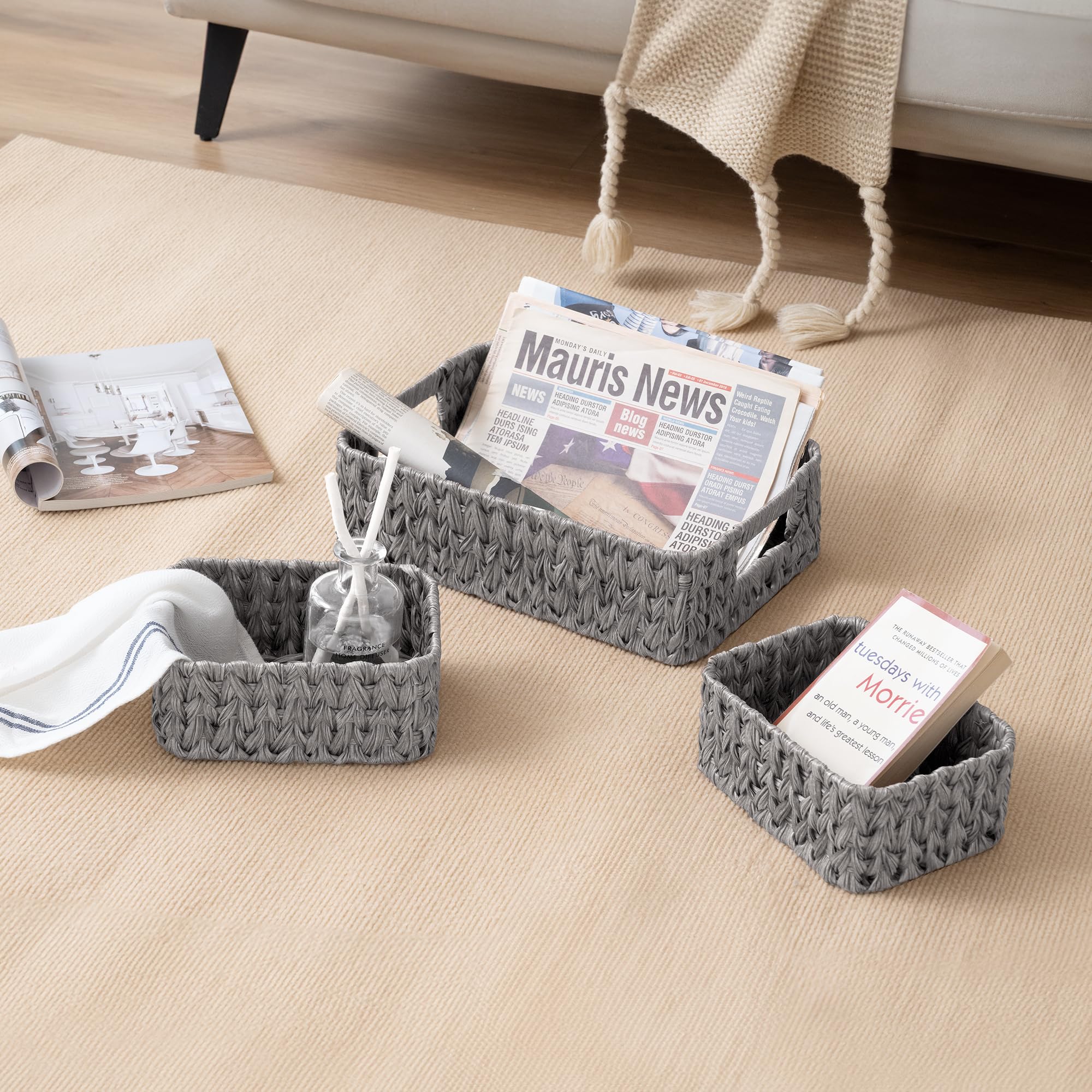 GRANNY SAYS wicker basket for outdoor and indoor use keeps items tidy