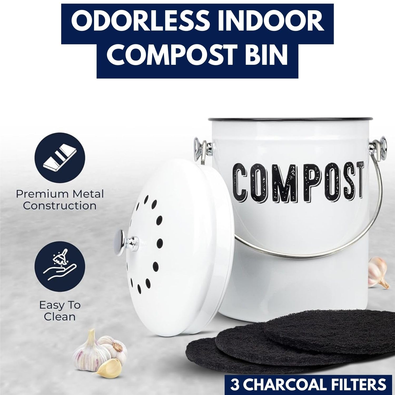 Granrosi lid close-up highlighting secure seal to minimize odors