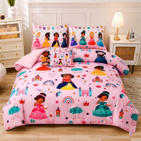 GRAT TIOC pink princess comforter set bed-in-a-bag with vibrant colors and cohesive styling