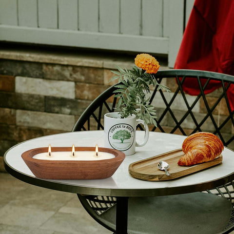Grcdoyvl candle in wooden bowl centers your table decor