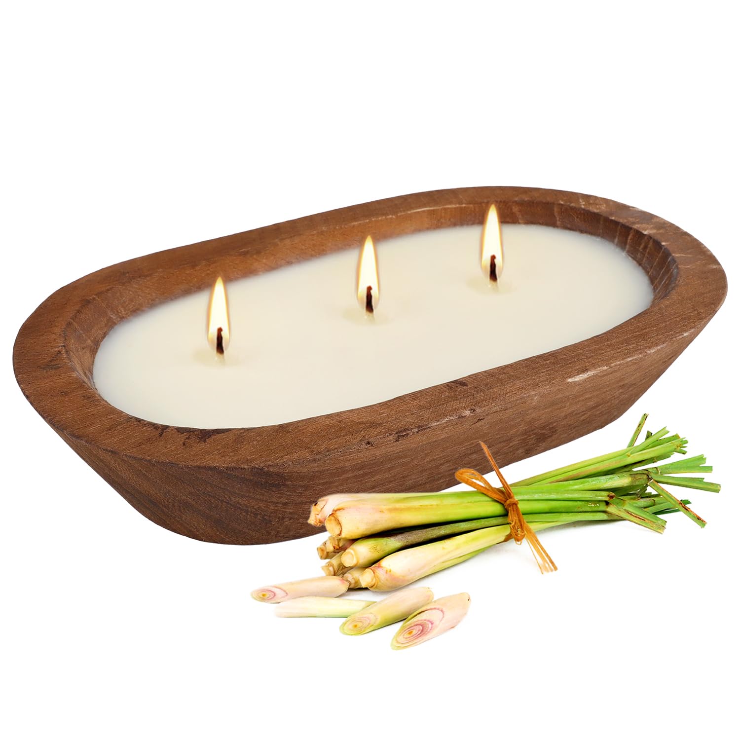 Grcdoyvl citronella candle in wooden bowl creates natural outdoor ambiance