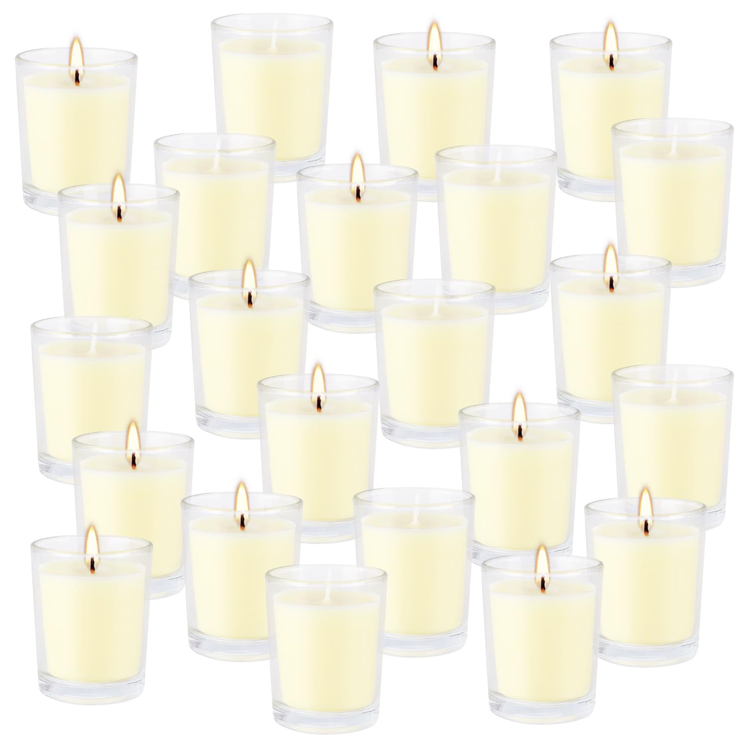 Close-up of glass cup with yellow citronella candle for warm indoor decor