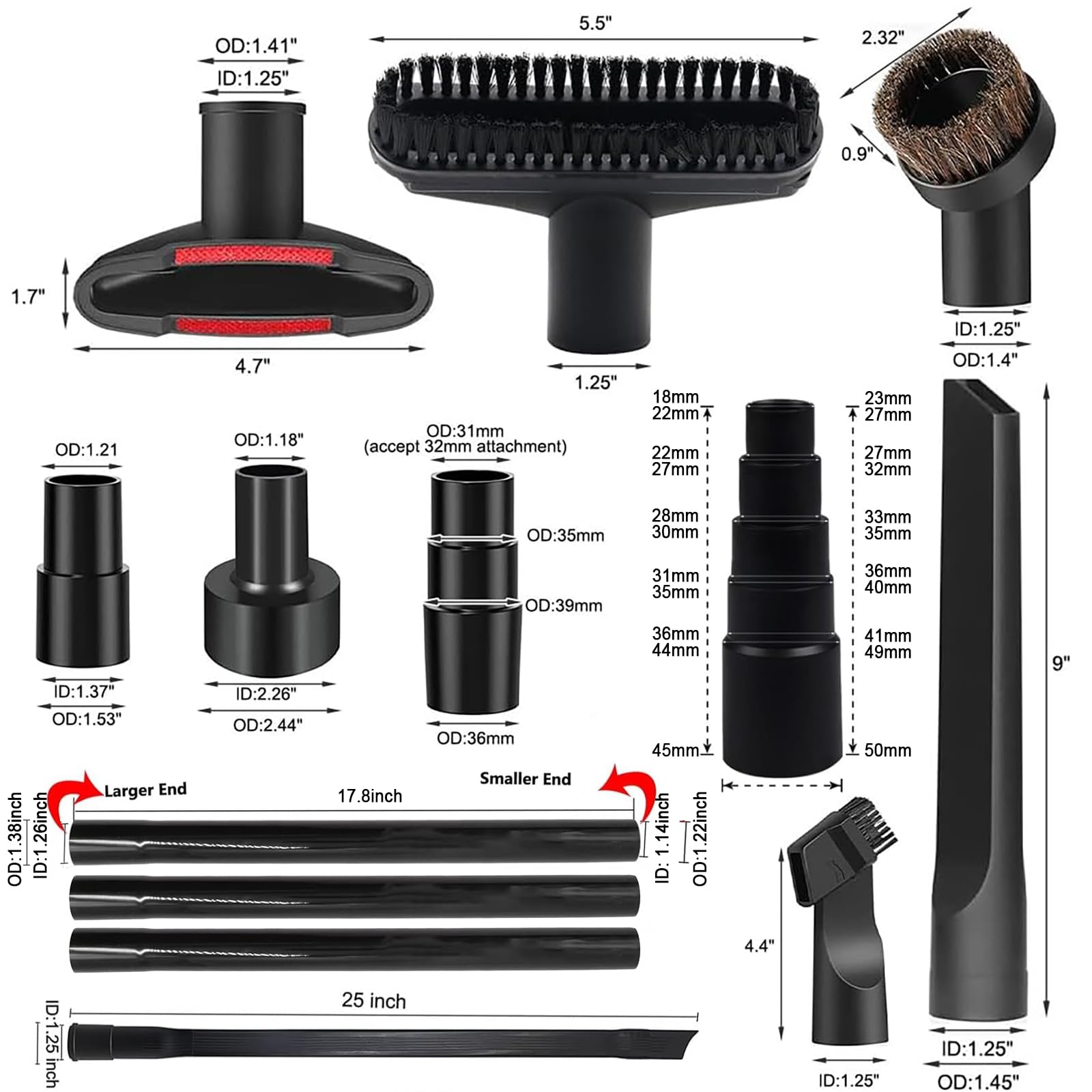 GREAPA 2-1/2 to 1-1/4 hose adapter enables cross-model compatibility.