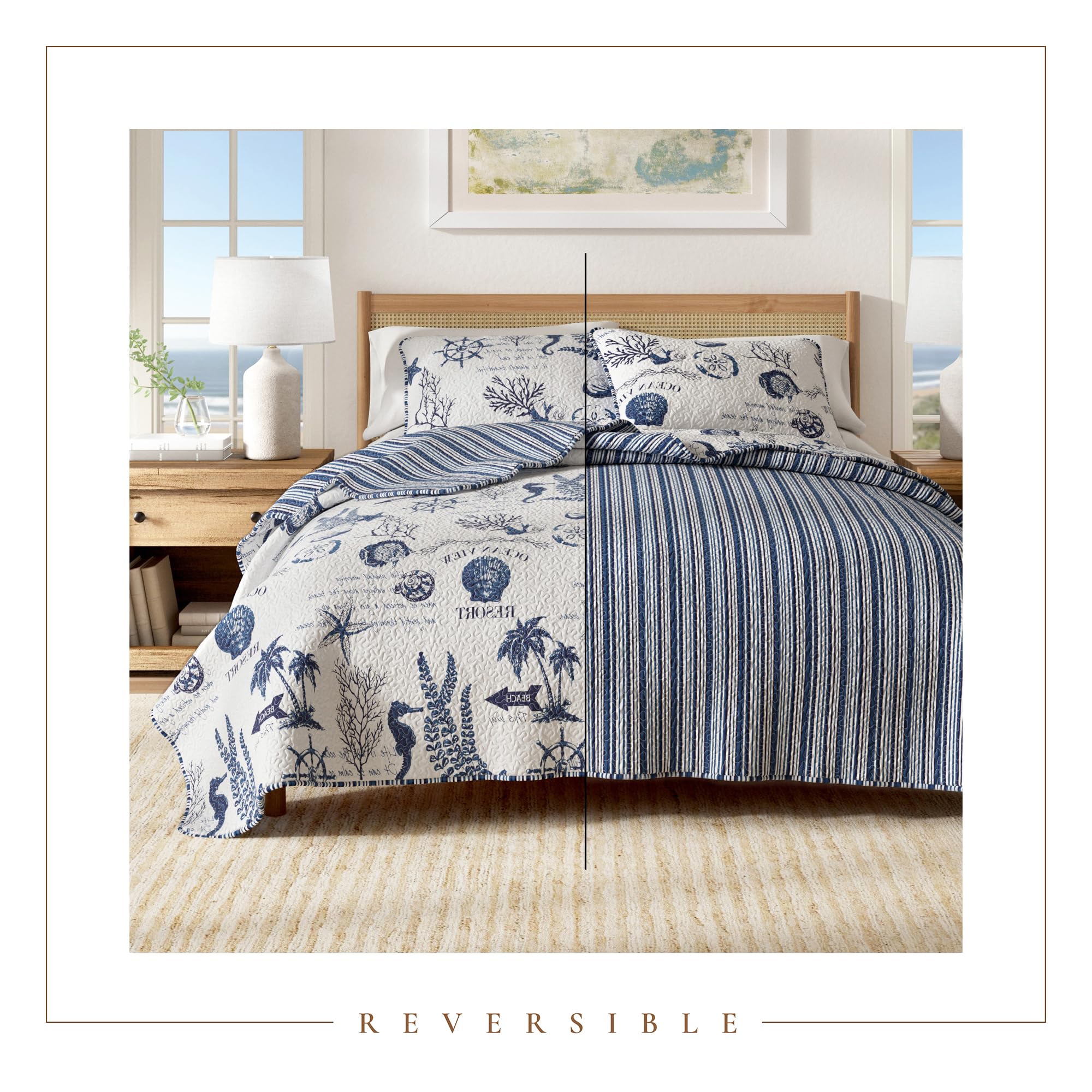 Great Bay Home Catalina Coastal Quilt soft microfiber fabric offers breathable comfort.