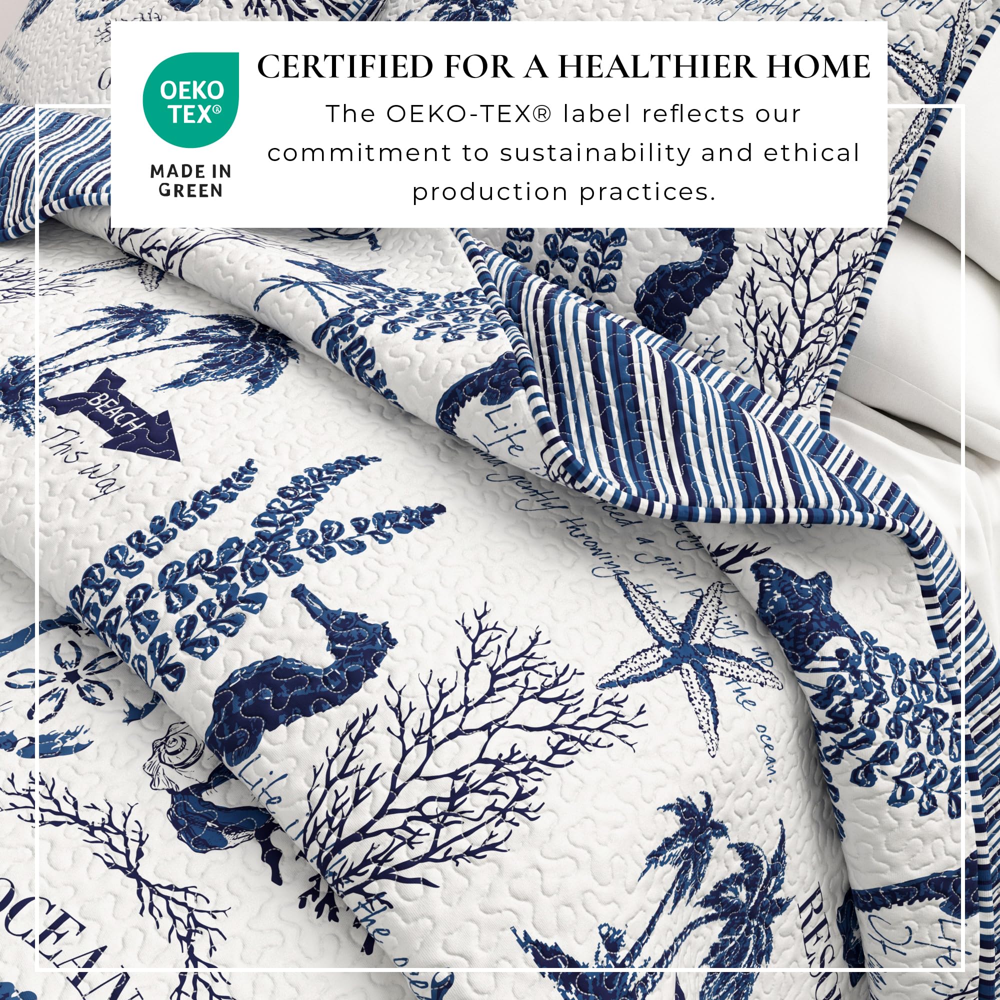 Great Bay Home Catalina Coastal Quilt stitch detail highlights durable, decorative quilting.
