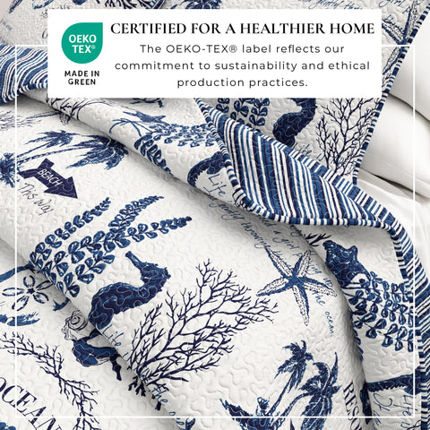 Great Bay Home Catalina Coastal Quilt stitch detail highlights durable, decorative quilting.