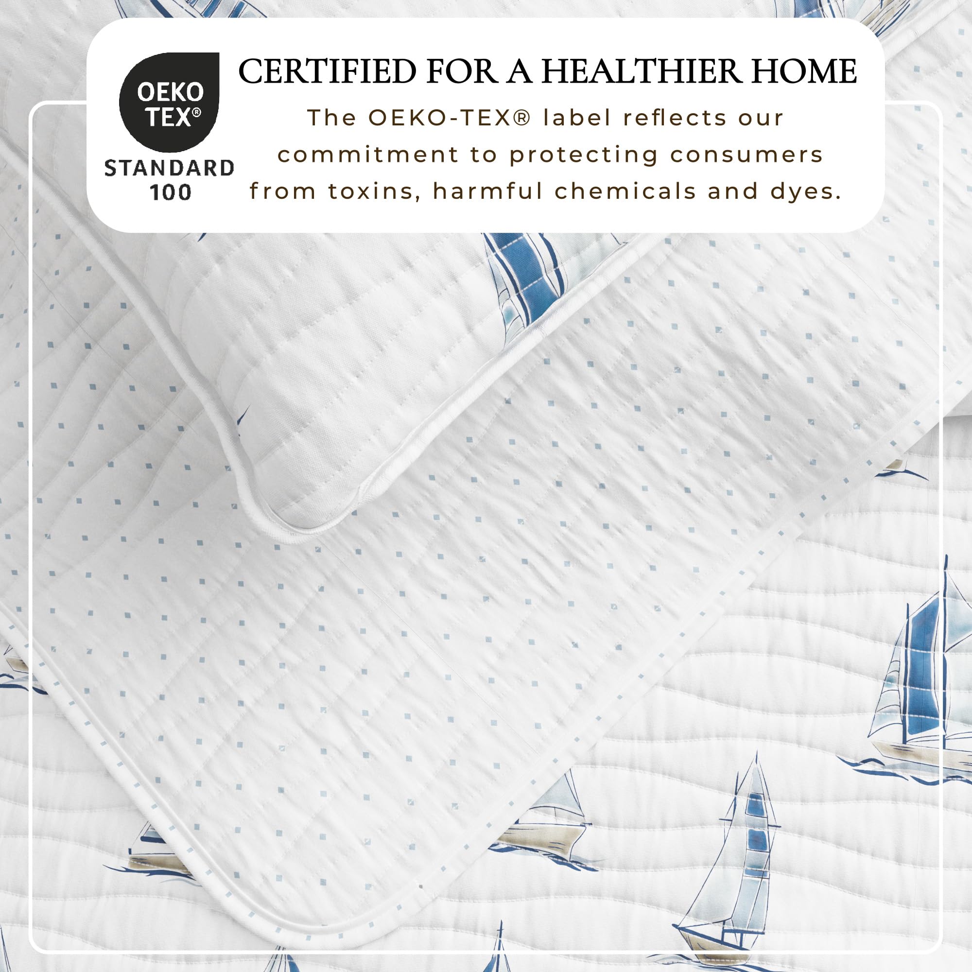 Great Bay Home coastal quilt close-up shows soft microfiber finish and stitching.