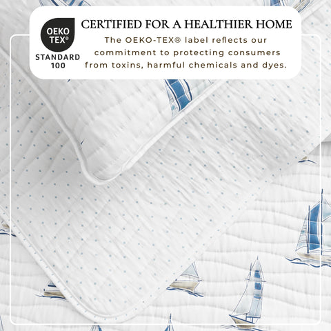 Great Bay Home coastal quilt close-up shows soft microfiber finish and stitching.