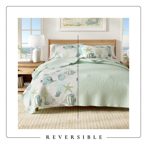 Great Bay Home reversible design offers two coastal looks for versatile styling.