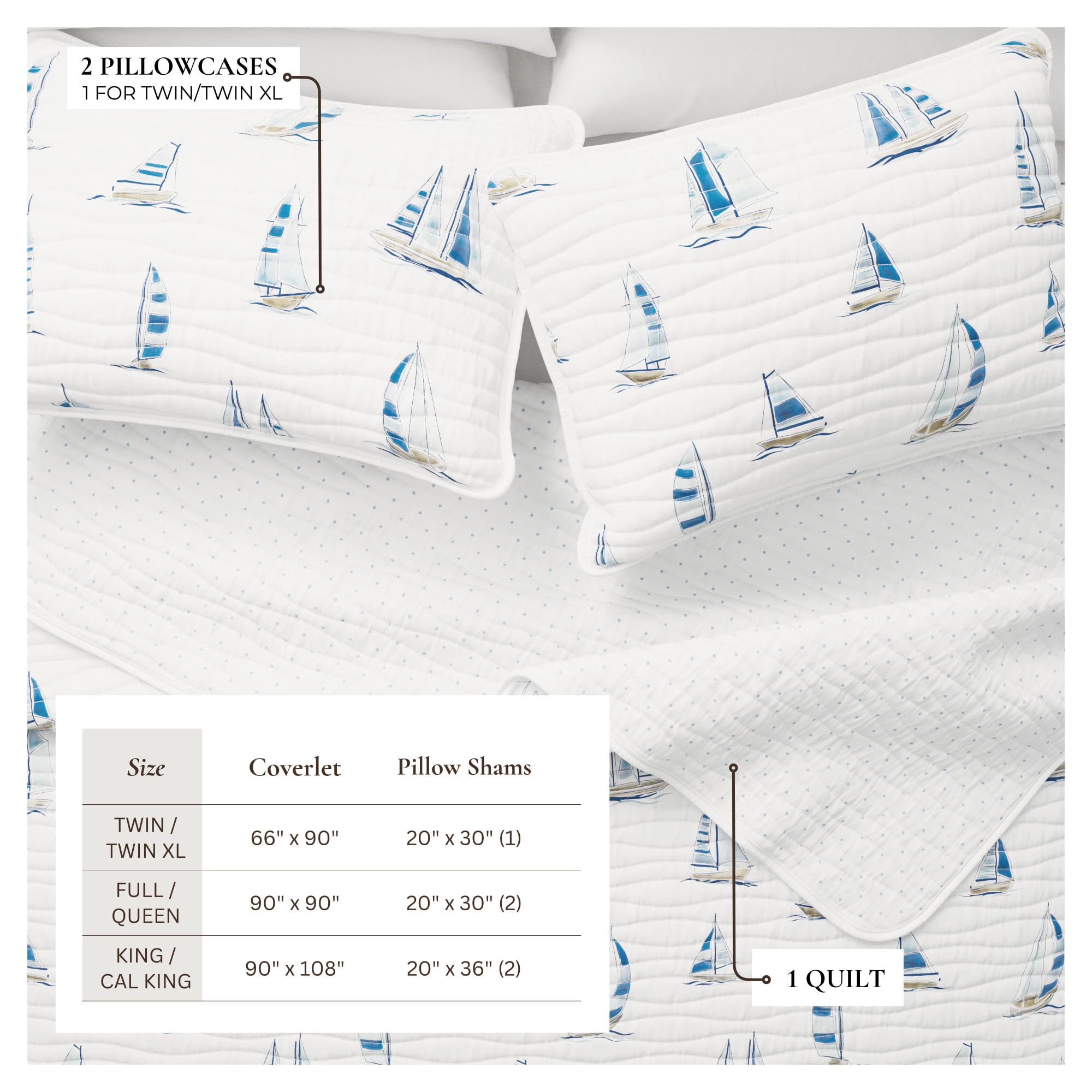 Great Bay Home coastal quilt set reversible design—two looks for easy styling.