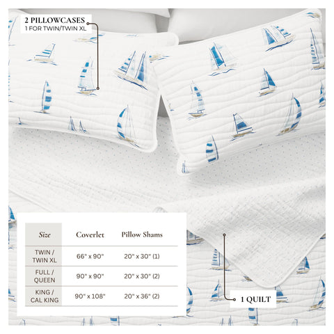 Great Bay Home coastal quilt set reversible design—two looks for easy styling.