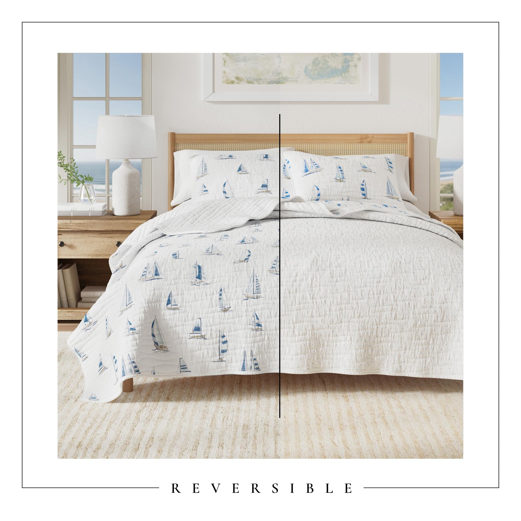 Great Bay Home coastal quilt stitch detail—quality construction and nautical flair.