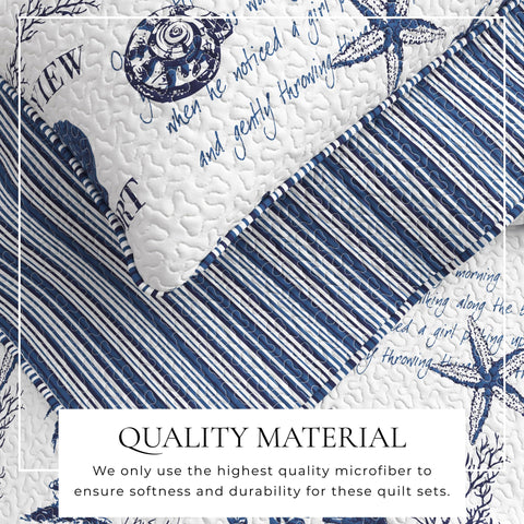 Great Bay Home navy coastal quilt shams set complements all-season layering.